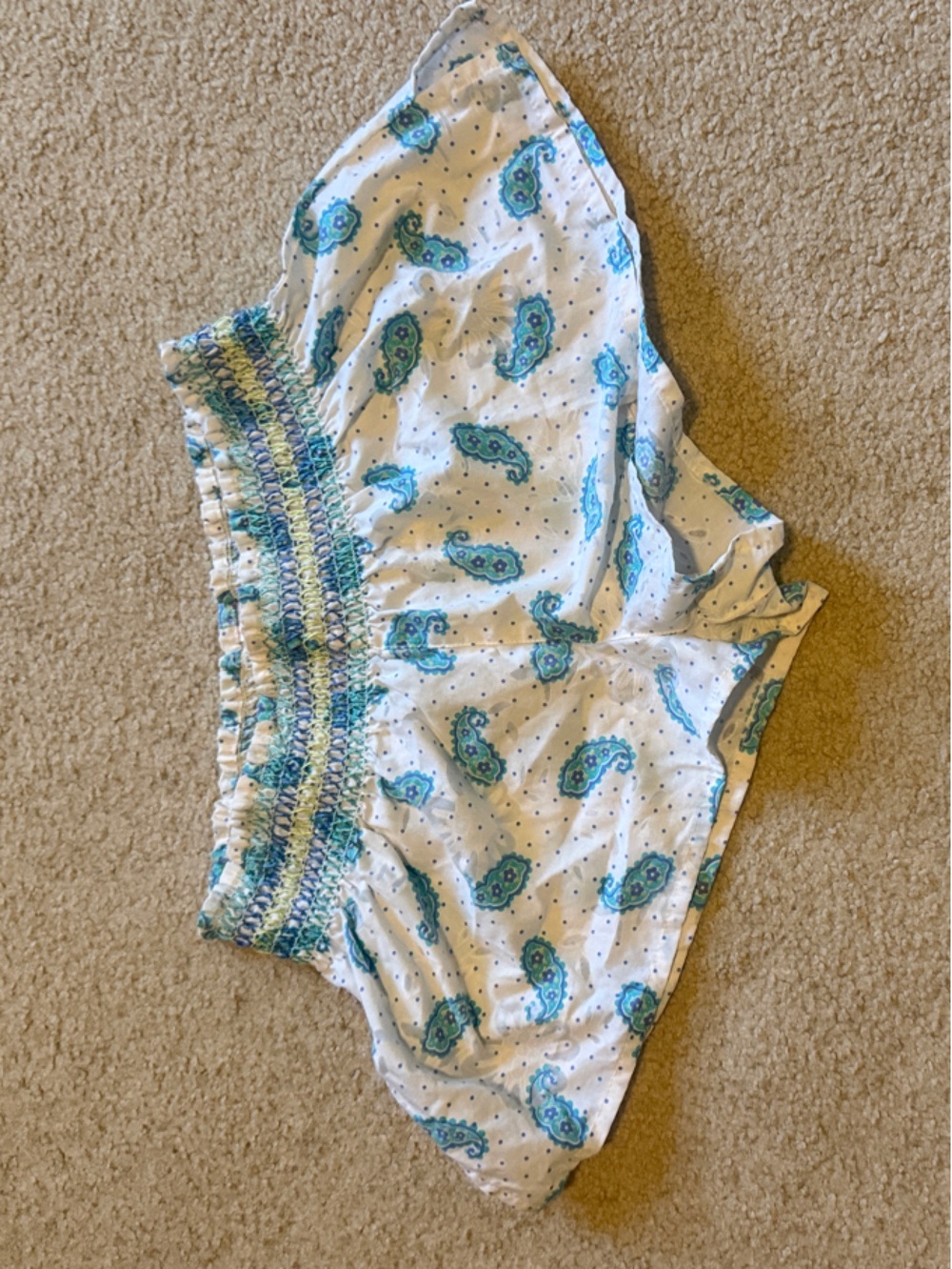 NEW Victoria's Secret White Shorts with Teal Paisley and Smocked Waist
